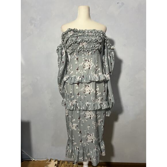Pretty Little Thing Off the Shoulder Dress Summer Frills Maxi Size US 6 Womens - Picture 4 of 10